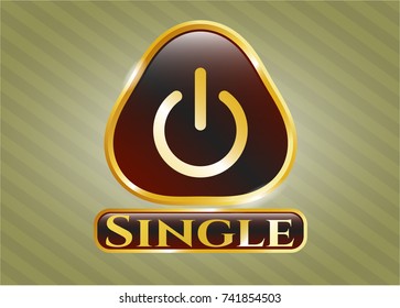  Gold emblem with power icon and Single text inside