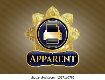 Gold emblem with printer icon and Apparent text inside