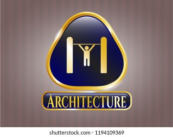  Gold emblem with pull up icon and Architecture text inside