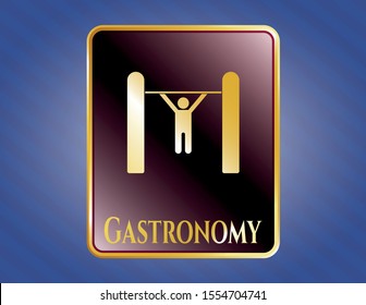  Gold emblem with pull up icon and Gastronomy text inside