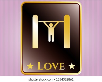  Gold emblem with pull up icon and Love text inside