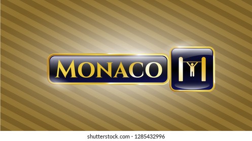  Gold emblem with pull up icon and Monaco text inside