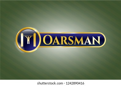  Gold emblem with pull up icon and Oarsman text inside
