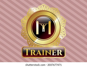 Gold emblem with pull up icon and Trainer text inside
