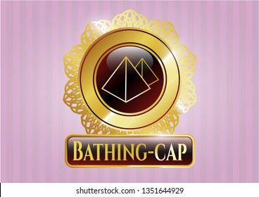  Gold emblem with pyramids icon and Bathing-cap text inside