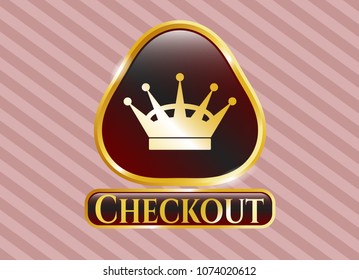 Gold emblem with queen crown icon and Checkout text inside