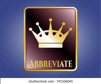  Gold emblem with queen crown icon and Abbreviate text inside