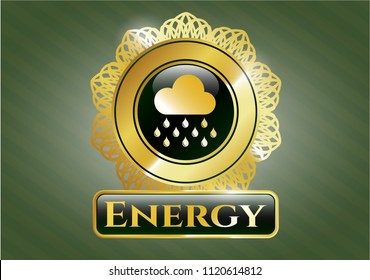  Gold emblem with rain icon and Energy text inside