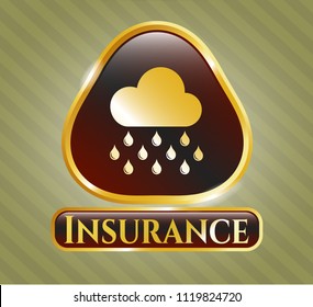  Gold emblem with rain icon and Insurance text inside
