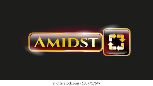  Gold emblem with recycle icon and Amidst text inside