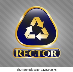  Gold emblem with recycle icon and Rector text inside