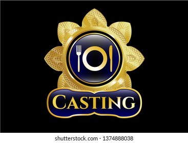  Gold emblem with restaurant icon and Casting text inside