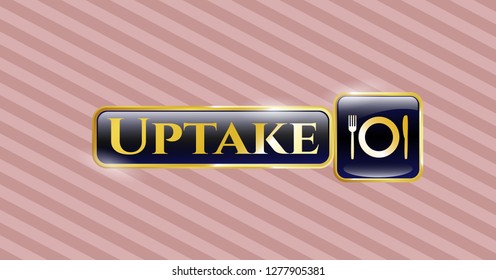  Gold emblem with restaurant icon and Uptake text inside