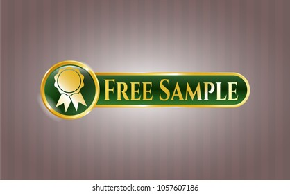  Gold emblem with ribbon icon and Free Sample text inside