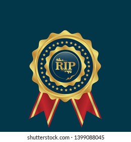 gold emblem with rip. Rip emblem with ribon and  elegant curl. luxury label.