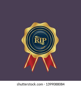 gold emblem with rip. Rip emblem with ribon and  elegant curl. luxury label.
