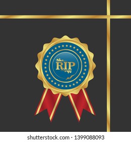 gold emblem with rip. Rip emblem with ribon and  elegant curl. luxury label.