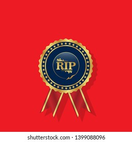 gold emblem with rip. Rip emblem with ribon and  elegant curl. luxury label.
