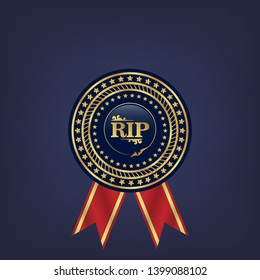 gold emblem with rip. Rip emblem with ribon and  elegant curl. luxury label.