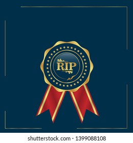 gold emblem with rip. Rip emblem with ribon and  elegant curl. luxury label.
