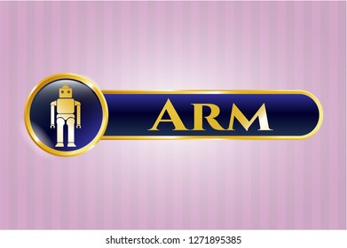  Gold emblem with robot icon and Arm text inside