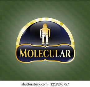  Gold emblem with robot icon and Molecular text inside