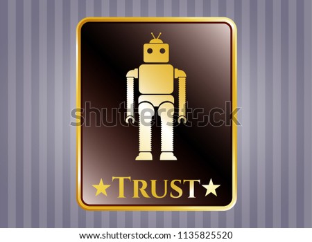  Gold emblem with robot icon and Trust text inside