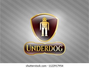  Gold emblem with robot icon and Underdog text inside