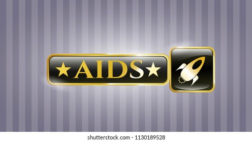  Gold emblem with rocket icon and AIDS text inside