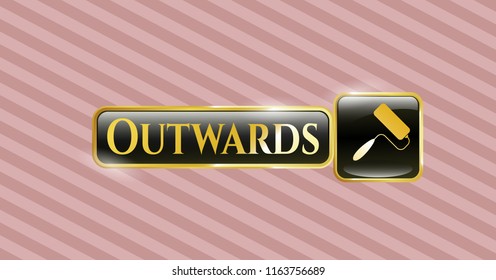  Gold emblem with roller brush icon and Outwards text inside