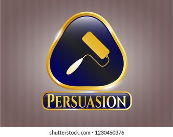  Gold emblem with roller brush icon and Persuasion text inside