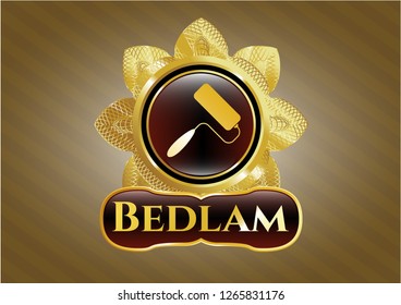  Gold emblem with roller brush icon and Bedlam text inside