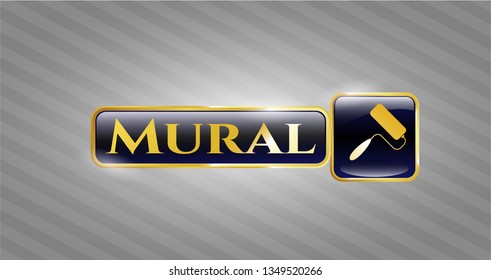 Gold emblem with roller brush icon and Mural text inside