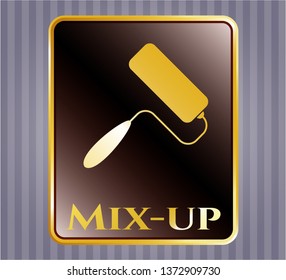  Gold emblem with roller brush icon and Mix-up text inside