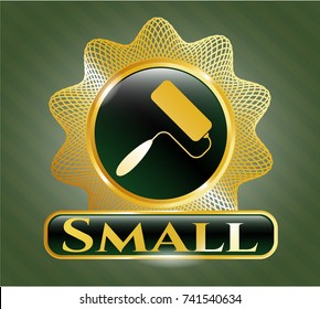  Gold emblem with roller brush icon and Small text inside