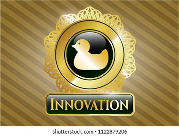  Gold emblem with rubber duck icon and Innovation text inside