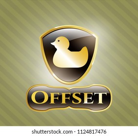  Gold emblem with rubber duck icon and Offset text inside