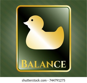  Gold emblem with rubber duck icon and Balance text inside
