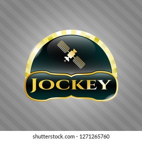  Gold emblem with satelite icon and Jockey text inside
