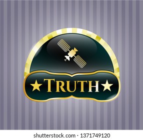  Gold emblem with satelite icon and Truth text inside