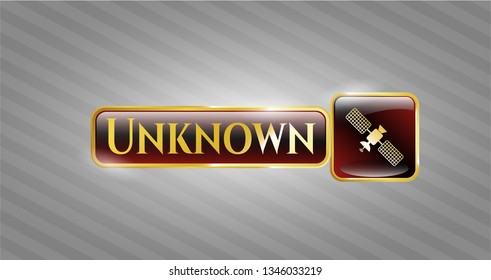  Gold emblem with satelite icon and Unknown text inside