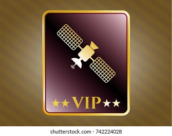  Gold emblem with satelite icon and VIP text inside