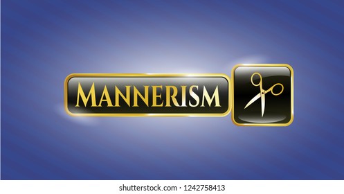  Gold emblem with scissors icon and Mannerism text inside