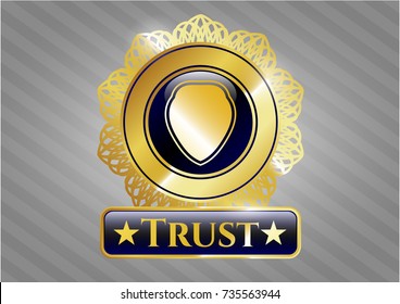  Gold emblem with shield icon and Trust text inside