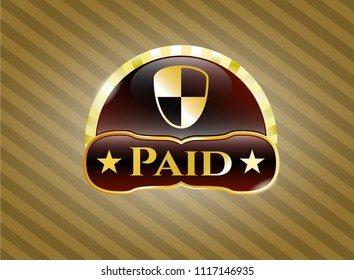  Gold emblem with shield, safety icon and Paid text inside
