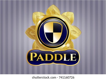  Gold emblem with shield, safety icon and Paddle text inside