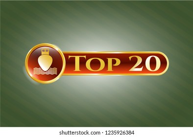  Gold emblem with ship icon and Top 20 text inside