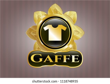  Gold emblem with shirt icon and Gaffe text inside