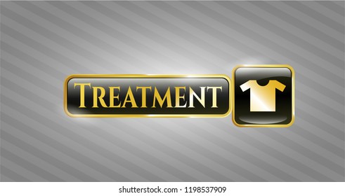  Gold emblem with shirt icon and Treatment text inside