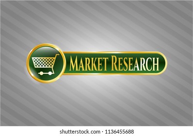  Gold emblem with shopping cart icon and Market Research text inside